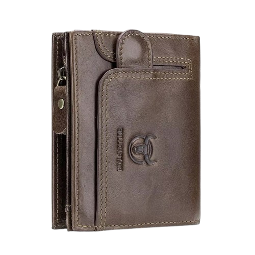 intérieur d’un portefeuille en cuir noir pour homme avec rangements organisés