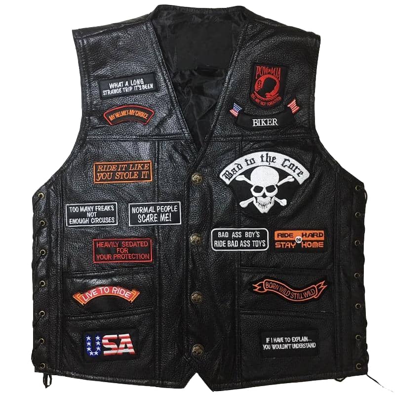 HNVAVQ Gilet in pelle senza maniche Giacca da motociclista per uomo con tasche Gilet da cowboy vintage HNVAVQ Gilet in pelle senza maniche Giacca da motociclista per uomo con tasche Gilet da cowboy vintage