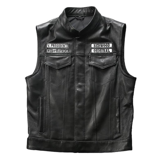 gilet sans manche cuir biker