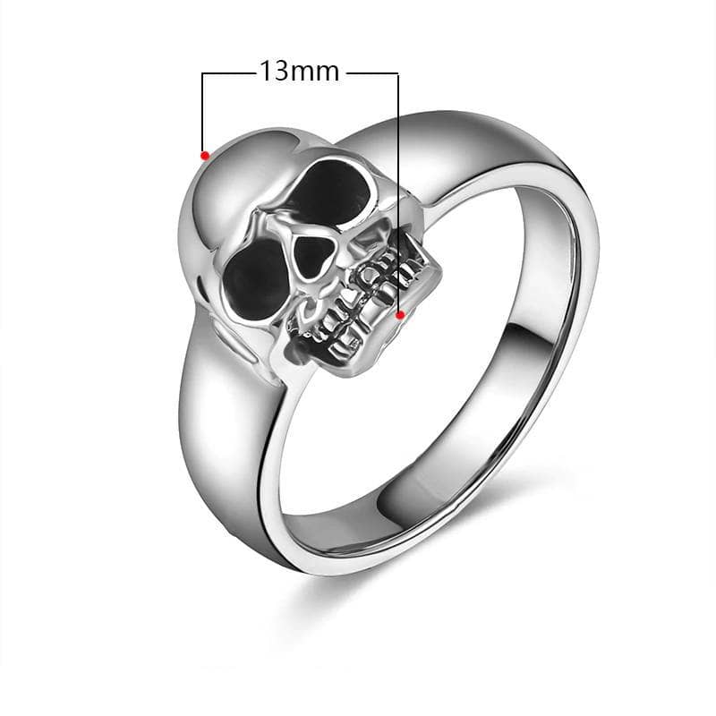 Bague tête de mort en argent massif 925 unisexe 13 mm pour homme et femme