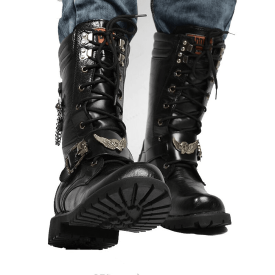 Bottes de Moto en Cuir T te De Mort Boutique biker