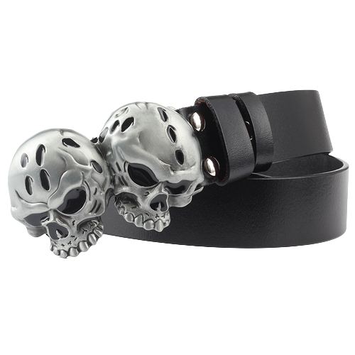 Boucle de ceinture tête de mort en métal pour look biker homme