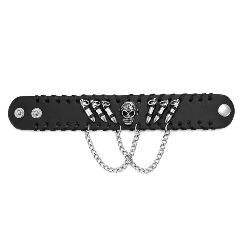 Bracelet Gothique à Têtes De Mort - Neuf Sans Emballage, Style Punk Rock