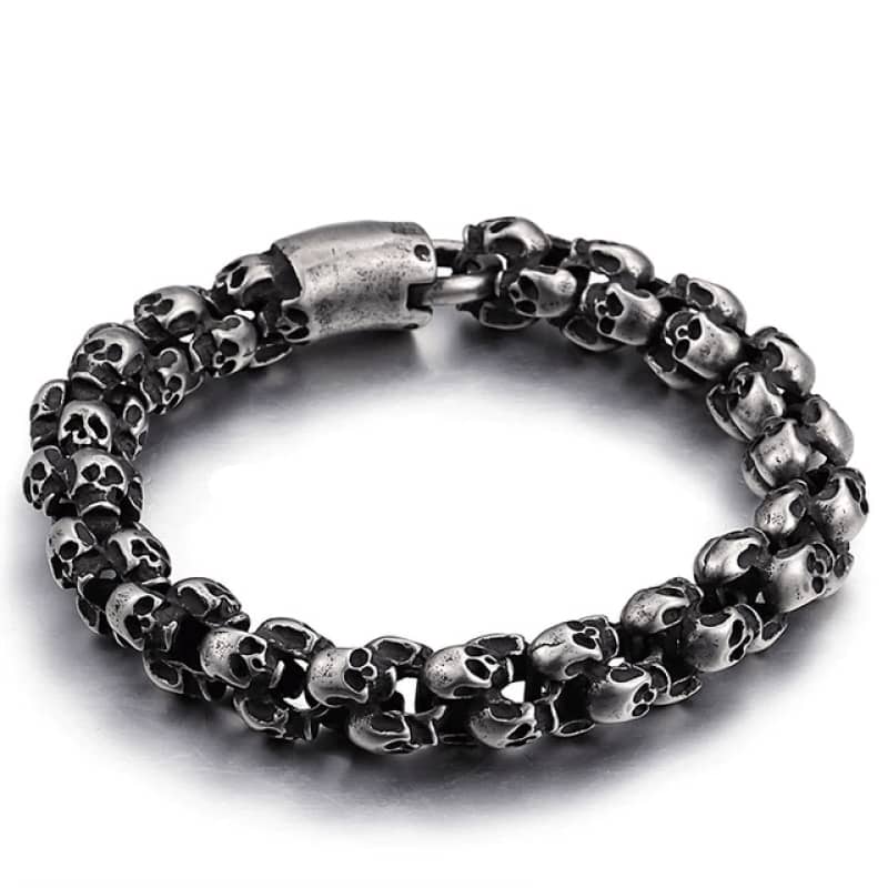 Bracelet biker - Tête de mort gothique Bracelet biker - Tête de mort gothique