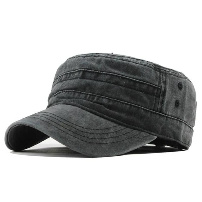 Casquette style motard homme noir vintage ajustable avec broderies