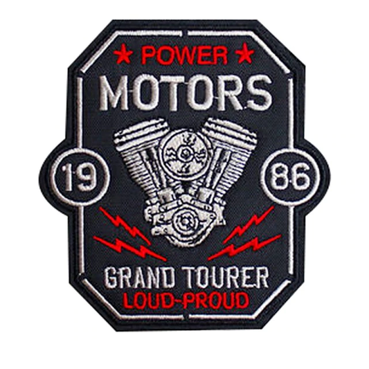 écusson biker harley noir et rouge brodé 3D moteur à coudre sur veste moto