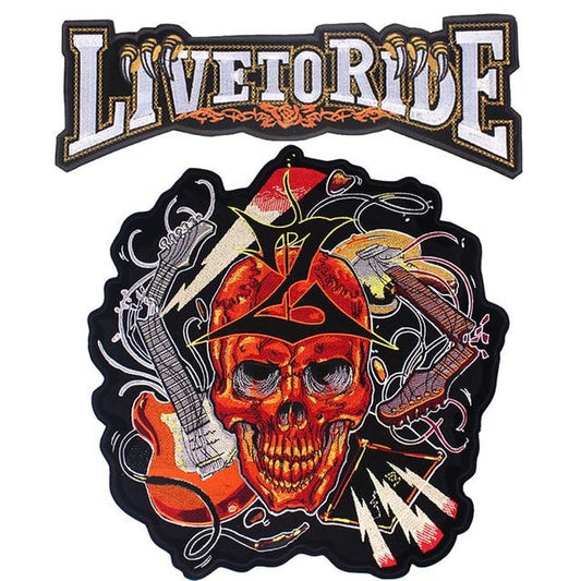 écusson biker brodé tête de mort 3D à coudre sur veste ou sac moto