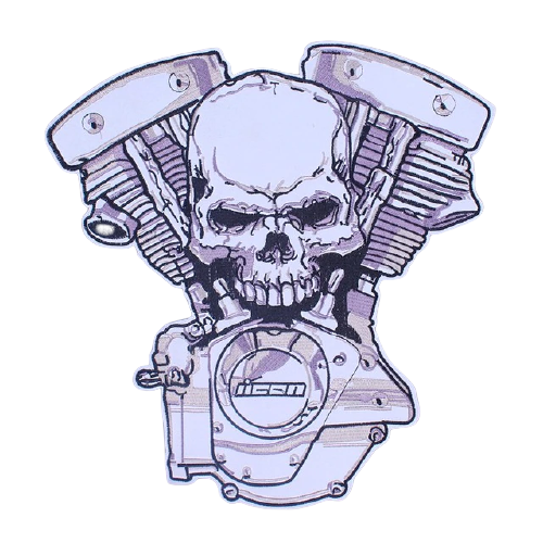 Ecusson tête de mort brodé 3D à coudre style biker