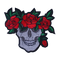 Écusson brodé tête de mort avec roses rouges 3D à coudre sur veste ou sac – style biker gothique