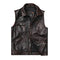 Gilet biker en cuir marron avec boutons, coupe classique et poches multiples