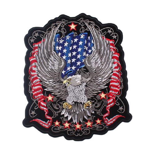 Patch biker aigle USA brodé 3D à coudre sur veste ou sac