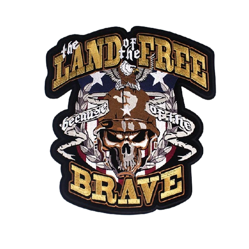Patch biker brodé 3D Land of the Free à coudre sur veste ou gilet moto