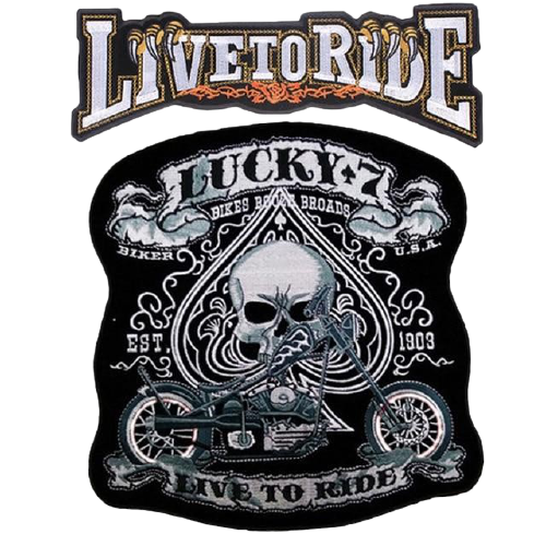 Patch biker Lucky 7 brodé 3D à coudre sur veste moto