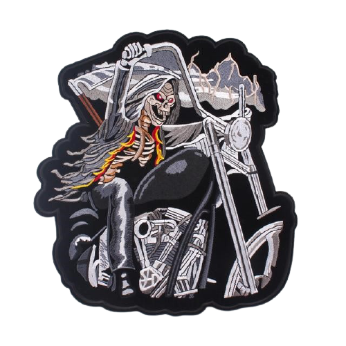 Patch biker squelette brodé 3D à coudre pour veste moto