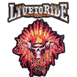 Patch biker - Tête de mort enflamée - Vignette | Boutique biker