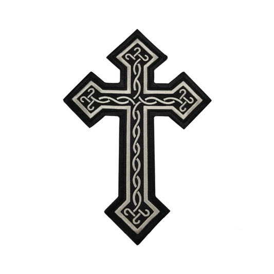 Patch croix celtique brodé 3D à coudre pour biker