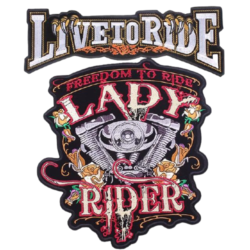 Patch brodé 3D lady rider pour femme motarde à coudre sur veste ou sac