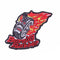 Patch dorsal biker Burning Rubber avec pneu enflammé brodé en 3D rouge et jaune à coudre sur veste moto