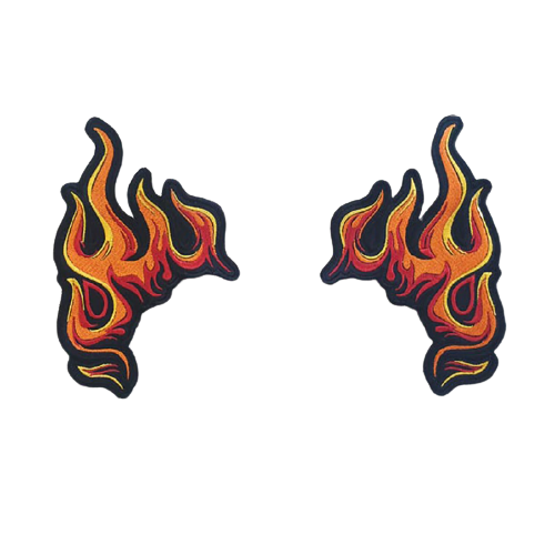 Patch biker flamme brodé 3D à coudre sur veste ou sac