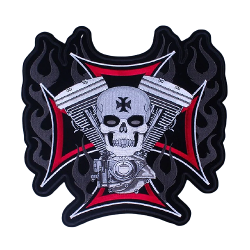 Grand patch Harley Davidson skull brodé 3D à coudre pour veste biker homme ou femme