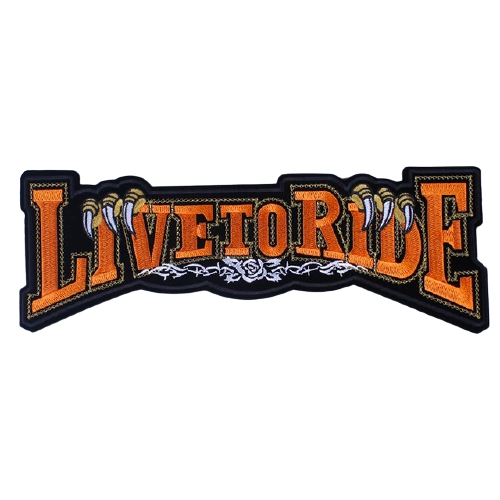 Patch brodé moto Live to Ride 3D à coudre pour veste biker