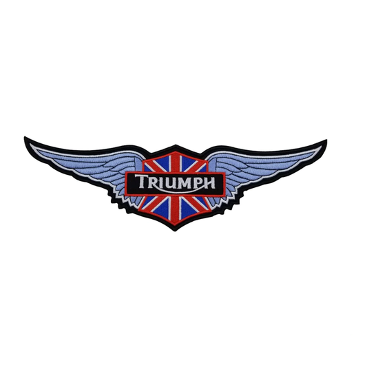 Patch triumph brodé moto avec ailes et drapeau britannique