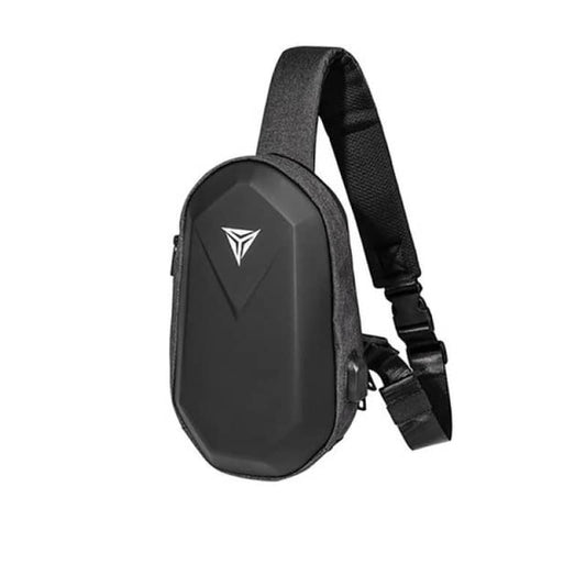 Sacoche moto bandoulière en fibre de carbone, port USB intégré, imperméable, style urbain.