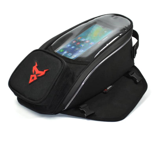 Sac de réservoir aimanté pour moto avec écran tactile et design carbone noir