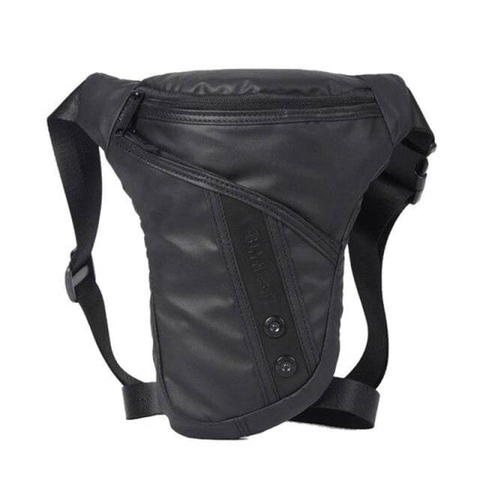 sacoche de jambe noire unisexe pour motard en nylon et polyester 600D, imperméable, avec sangles réglables et fermeture zippée sécurisée