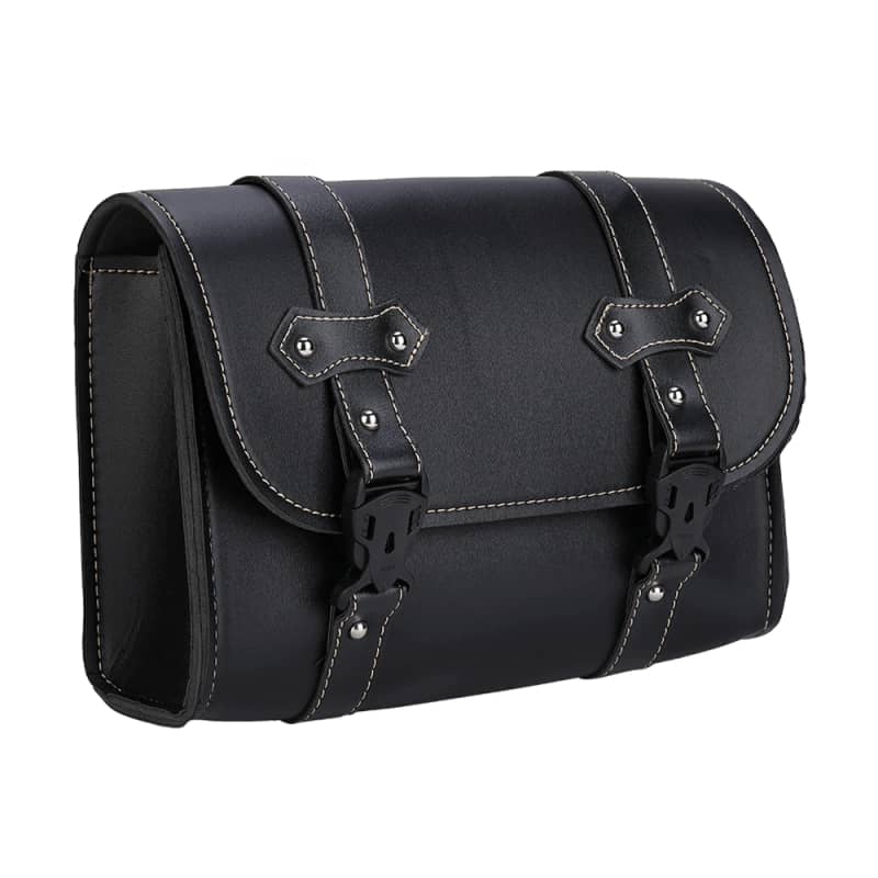 Sacoche moto café racer en simili cuir noir 100 % étanche pour motards vintage