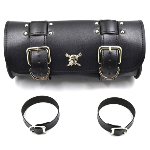 Sacoches de Fourche Moto Noir en Cuir Vintage- Blaze