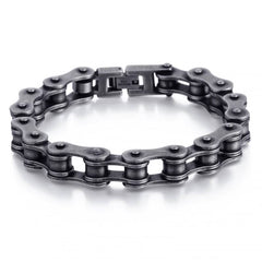 Bracelet biker en acier - Chaine noircie