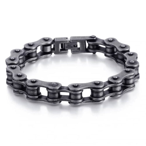 Bracelet biker en acier - Chaine noircie