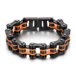 Bracelet biker chaine moto orange et noir - Vignette | Boutique biker
