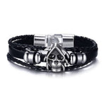 Bracelet biker en cuir - Tête de mort - Vignette | Boutique biker