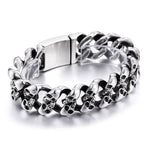 Bracelet biker en acier - Tête de mort en folie - Vignette | Boutique biker