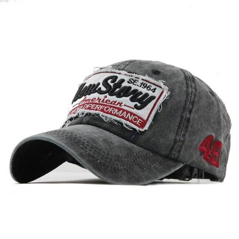 casquette moto vintage pour motard avec broderie 1964 et style usé noir