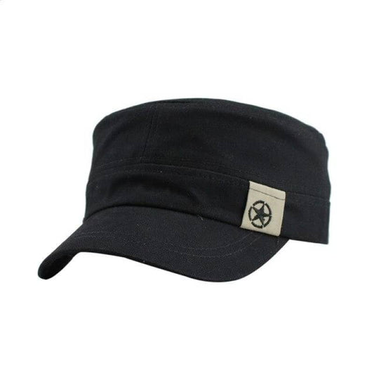 casquette de moto noire style US Army avec étoile brodée pour motard