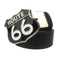 Ceinture biker en cuir noir avec boucle Route 66 ajustable pour motard