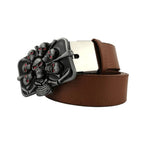 Ceinture Biker Tête de Mort en Folie Marron Clair | Boutique biker