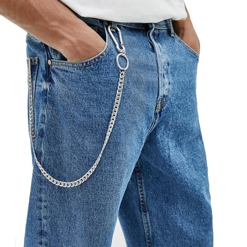 Chaîne à pantalon en acier inoxydable 316L style biker pour homme et femme, look jean urbain