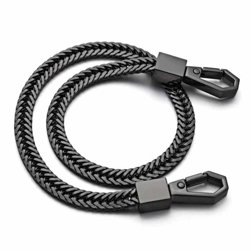 Chaîne de pantalon biker noire en acier inoxydable 316L pour homme, style tressé robuste 41 cm