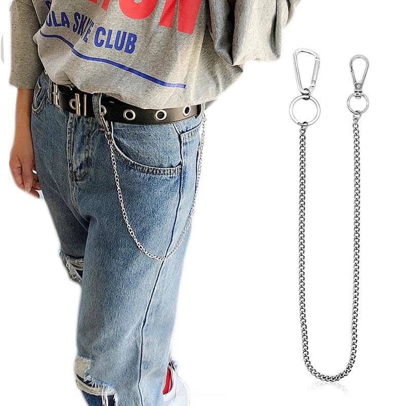 Chaîne de pantalon et portefeuille en argent style biker en acier inoxydable 316L