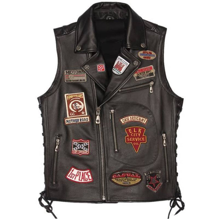 Rrongwn Gilet Da Uomo Nero Classico - Gilet Biker Moto Uomo Con - Foto 5