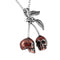 Pendentif tête de mort cerise rouge pour femme en acier inoxydable 316L