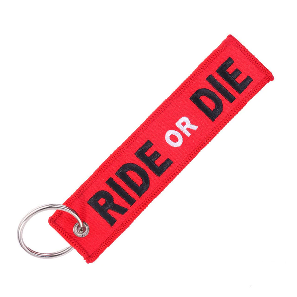 Porte-clés Brodé Patch Tête De Mort Biker Motard - Rouge - Fabriqué En France