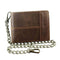 Portefeuille en cuir marron avec chaîne style biker vintage pour homme motard