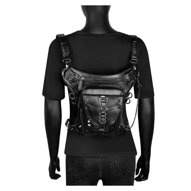 Sacoche De Jambe Moto Femme - Simili Cuir étanche - Sangle Ajustable - Compacte 18,5x12,5 Cm - Pour Festival, Voyage