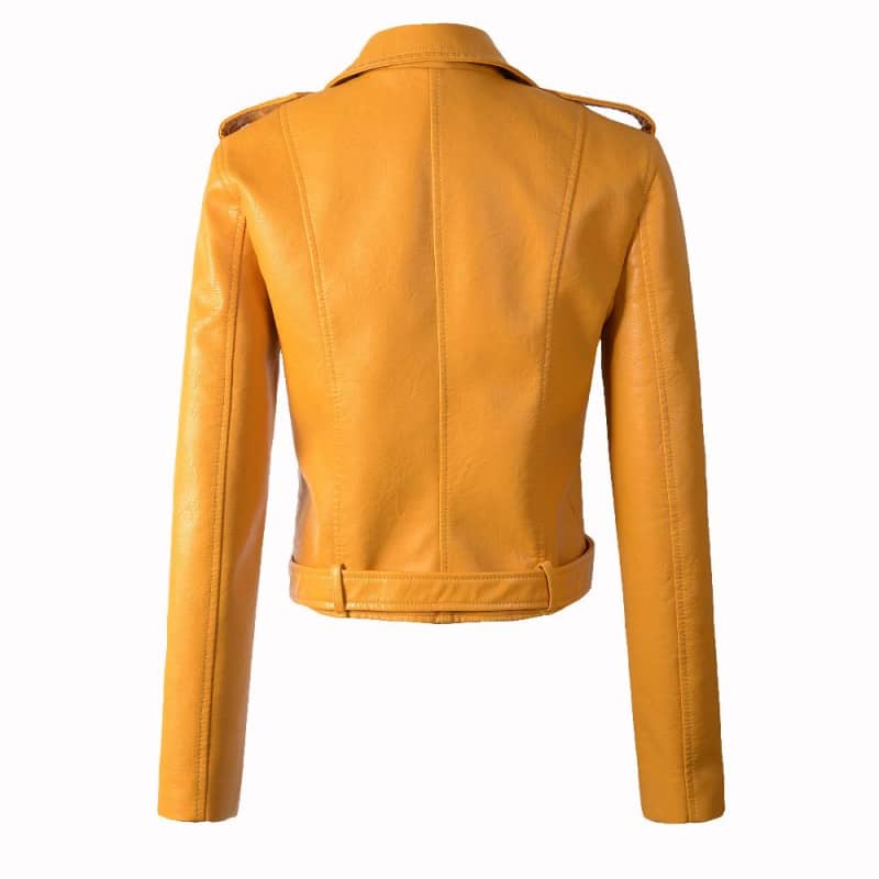 Veste en cuir femme jaune | Boutique biker