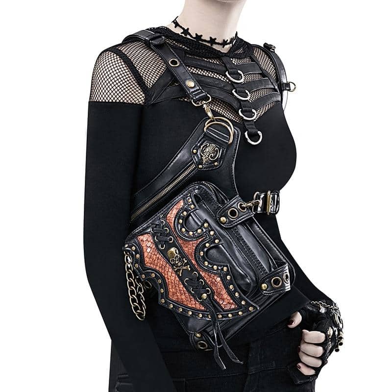 Borsa da moto steampunk in similpelle PU, borsa a tracolla Borsa da moto steampunk in similpelle PU, borsa a tracolla